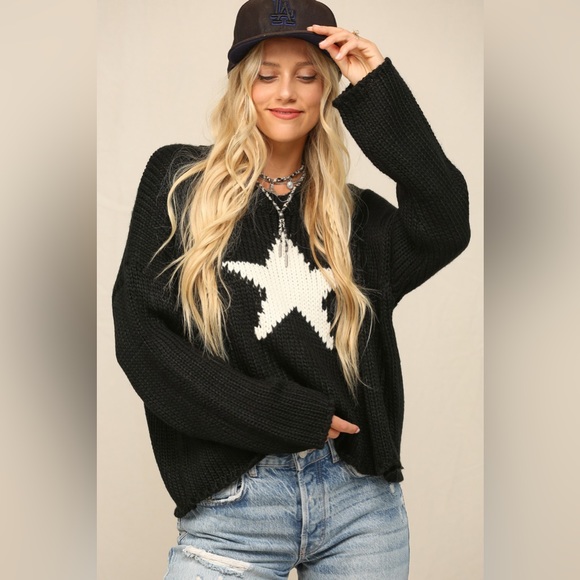 Kyemi Sweaters - KYEMI STAR PRINT CHUNKY SWEATER ❤️NEW COLLECTION IN STORES❤️